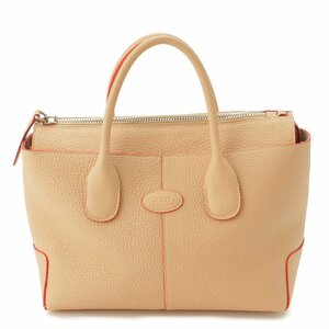 【トッズ】Tods　Di スモール レザー 2way ハンドバッグ ベージュ×レッド 【中古】【正規品保証】183189