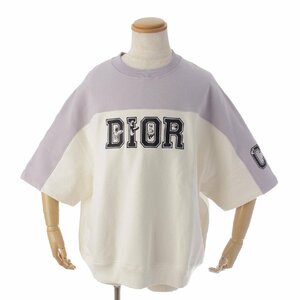 【ディオール】DIOR　メンズ 21年 ケニーシャーフ オーバーサイズ ロゴ トレーナー ホワイト×パープル L 【中古】184545