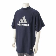 【バレンシアガ】Balenciaga　アディダス コラボ 23SS ロゴ刺繍 オーバーサイズ Tシャツ 731769 ネイビー L 【中古】190377_画像2