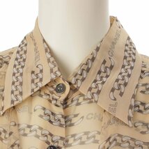 【シャネル】Chanel　ヴィンテージ チェーン柄 シルク シャツ トップス ベージュ 38 【中古】190340_画像4