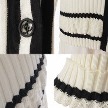 【シャネル】Chanel　19P ココマークボタン ニット カーディガン P60672 ホワイト×ブラック 36 【中古】186639_画像8