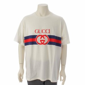 【グッチ】Gucci　メンズ インターロッキング ロゴプリント Tシャツ カットソー 548334 アイボリー XL 【中古】190357