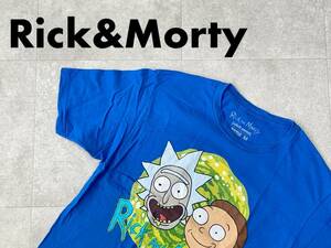 ☆送料無料☆ Rick＆Morty リックアンドモーティ USA直輸入 古着 半袖 アニメ Tシャツ メンズ M ブルー トップス 中古 即決