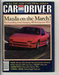 【d0635】85.11 CARandDRIVER／マツダ RX-7 GXL、マツダ323、シボレースプリントプラス、スズキ サムライ、ホンダアコード LX-i、...