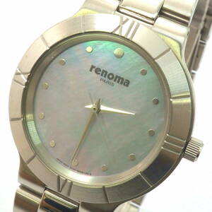 【希少品】レノマ ソーラーテック renoma PARIS SOLAR-TECH E030-S013631 HST SS クォーツ シェル文字盤 メンズ 男性 腕時計[3D0135-AA4