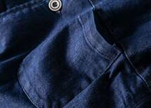アメカジ デニム ライナージャケット カバーオール メンズ 男前 藍染 厚手 キルティング 大きいサイズ レトロ M~2XL_画像7