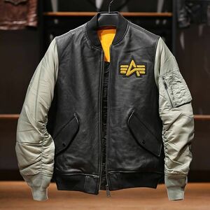 中綿 山羊革 フライトジャケット 革ジャン レザージャケット ゴートスキン 本革 メンズファッション ジャンパー シープスキン S～3XL