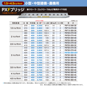 1.5t/セット【全長2850・有効幅300(mm)】日軽アルミブリッジ・PXF15-270-30（ベロ式）1.5トン/2本組 ◎バックホー・ユンボ用 国産 ラダーの画像4