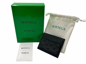 新品 未使用BOTTEGA VENETA ボッテガヴェネタ カードケース 名刺入れ パスケース オーストリッチ レザー ブラック 黒 ブランド 本物