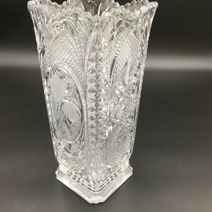 カメイクリスタル カットガラス 花瓶 フワラーベース 高さ 約30cm 【J309-122#80】の画像4