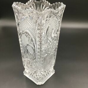 カメイクリスタル カットガラス 花瓶 フワラーベース 高さ 約30cm 【J309-122#80】の画像8