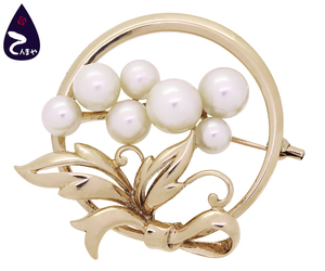 [ quality Shop heaven full shop ]MIKIMOTO( Mikimoto ) K14YG pearl brooch Akoya pearl 7 piece diameter approximately 5.0mm~7.5mm total length approximately 36mm gross weight approximately 10.6g