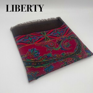 LIBERTY リバティ ペイズリー柄 ショール 大判ストール 赤 レッド ウール イギリス製 商品番号A126