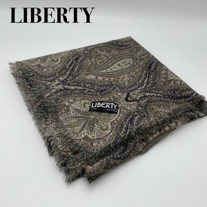 LIBERTY リバティ ペイズリー柄 ショール 大判ストール グリーン ウール イギリス製 商品番号A130