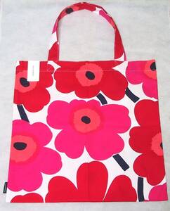 新品マリメッコMARIMEKKO/marimekko PIENI UNIKKO KASSI ウニッコ柄 レッド トートバッグ/ショルダーバッグ タグ付き 北欧フィンランド