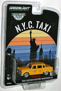 Greenlight 1/64 1981 Checker Motors Marathon A11 NYC Taxi New York контрольно-измерительный прибор марафон такси желтый кабина зеленый свет 