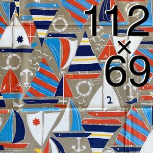 マリン柄 デッドストック アンティーク ハンドメイド 70's ヨット 海 インポート コレクション ノスタルジック 北欧 ボタニカル リメイク布