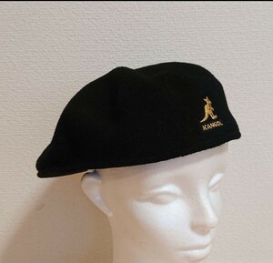 L 新品 KANGOL WOOL 504 0258BC ハンチングキャップ オールウール カンゴール ウール 504 ハンチング キャップ 黒 金 ブラック ゴールド