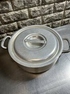 【愛知県】アルミ両手鍋　直径27cm 高さ9cm 蓋付き　業務用　中古厨房