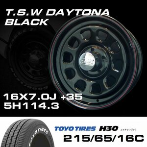 TSW DAYTONA Black 16X7J+35 5 отверстий 114.3 TOYO H30 215/65R16C Для Hiace 100 серии и 152 серии Hilux!