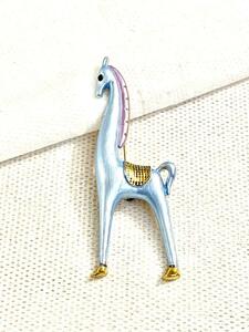  beautiful blue horse brooch * translation exist, little scratch exist *