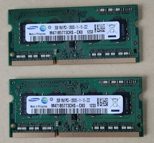 SAMSUNG ノートPC用メモリ PC3-12800S 2GB × 2枚 計4GB 中古品