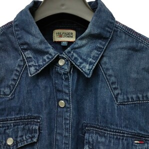 HILFIGER DENIM / ヒルフィガーデニム レディース 長袖 デニムシャツ インディゴ XSサイズ(大きめ） I-3137の画像2