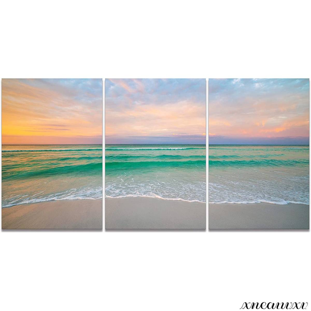 Sunset Sea 3 Art Panels Nature Landscape Interior Wall Hanging Room Decoration Decorative Painting Canvas Painting Stylish Overseas Art Appreciation Redecoration Interior, artwork, painting, graphic