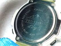 CASIO PROTREK Ley PRL-20 白 水色 花 ナイロンベルト 稼動 中古 腕時計 気温 気圧 登山 アウトドア プロトレック 小型 レア_画像8