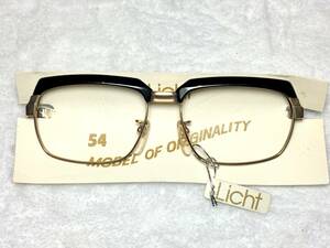 デッドストック Licht ブロー 眼鏡 504 54 ブラック ゴールド ビンテージ 未使用 サーモント 昭和 レトロ メンズ