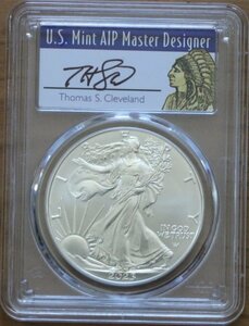 2023 アメリカ イーグル銀貨 PCGS MS70 First Strike Thomas Cleveland Singed Native Label