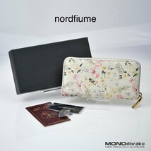 ノードフューメ nordfiume クロコダイルレザー フラワーデザイン ラウンドファスナー 長財布 JRA認定 美品_画像1