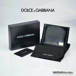 ドルチェ&ガッバーナ DOLCE&GABBANA パテントレザー メンズ 2つ折り財布 ブラック 美品