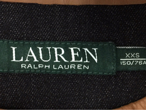 ラルフローレン サイズXXS 長袖 デニム ジャケット レディース ネイビー レザー丸首 フロントジップ RALPH LAUREN_画像4