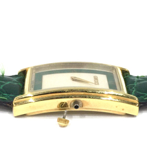 グッチ 腕時計 2600M スクエア 白×緑文字盤 ローマン ゴールド金具 クォーツ メンズ 純正ベルト 付属有 QR111-135_画像4