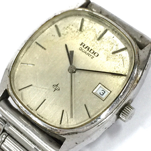 1円 ラドー 腕時計 732.5084.2 オーバル デイト シルバー金具 3針 クォーツ メンズ 社外ベルト RADO