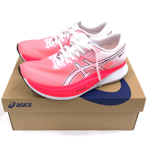 アシックス 25cm 1013A129 S4 レースアップシューズ ランニングシューズ 靴 メンズ 白×ピンク×黒系 保存箱付 asics