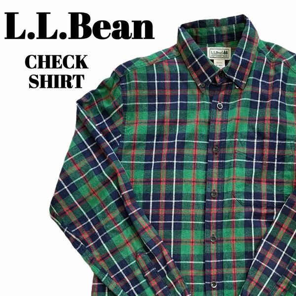 L.L.BEEN｜エルエルビーン 90s グリーン　ウール　チェックシャツ ネルシャツ