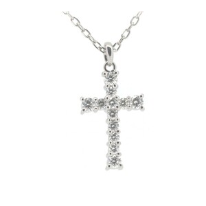  Mikimoto бриллиант Cross колье 0.36ct K18WG(18 золотой белое золото ) ломбард лот 