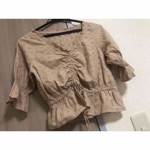 トップス レースブラウス FUN フリーサイズ F トップス ブラウン リボン レース レディース 洋服