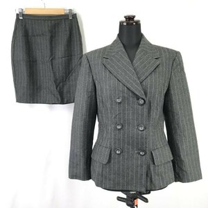  Italy made *si attrition -/SISLEY/ Benetton * skirt suit [ on 40* under 38/ lady's L*M/ gray /gray] stripe /Set up*cBH297