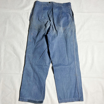 幻級! 20's フレンチネイビー ブルーツイル デッキ パンツ FRENCH NAVY BLUE TWILL DECK PANT フランス海軍 レア インディゴ リネン LINEN_画像10