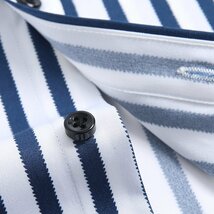 P021-2XL新品DCKMANY■縦縞 長袖シャツ メンズ ノーアイロン 形態安定 ストライプ ビジネス ワイシャツ シルクのような質感/ブルー_画像9