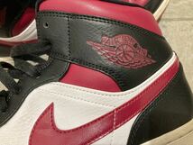 NIKE AIR JORDAN 1 MID Black Noble Red White US10.5_画像3