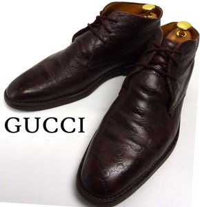 イタリア製 GUCCI / グッチ GG総柄 チャッカブーツ 41(26cm相当)(メンズ)【中古】【送料無料】2i-1-127