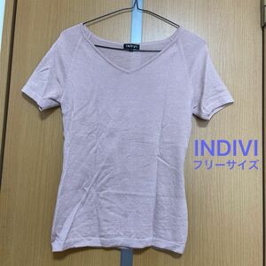 【INDIVI】半袖ニット カットソー トップス