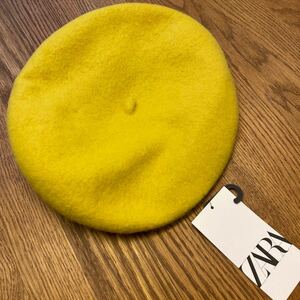 タグ付き新品◆ZARA フェルトベレー帽　黄色◆バスクベレー　帽子◆サイズS-M