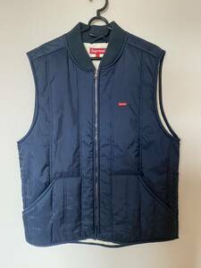 美品◆シュプリーム　SUPREME Shop Vest 裏地サーマルキルティングナイロンベスト◆サイズL◆ネイビー