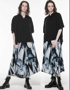 新品◆Y's ワイズ　総柄ロングキュロットパンツ◆変形パンツ◆YOHJI YAMAMOTO ヨウジヤマモト