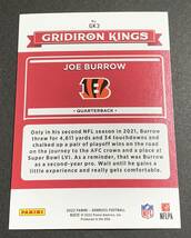 2022 Panini Donruss Gridiron Kings Joe Burrow No.GK3 Bengals NFL ジョー・バロウ　ベンガルズ　パニーニ_画像2